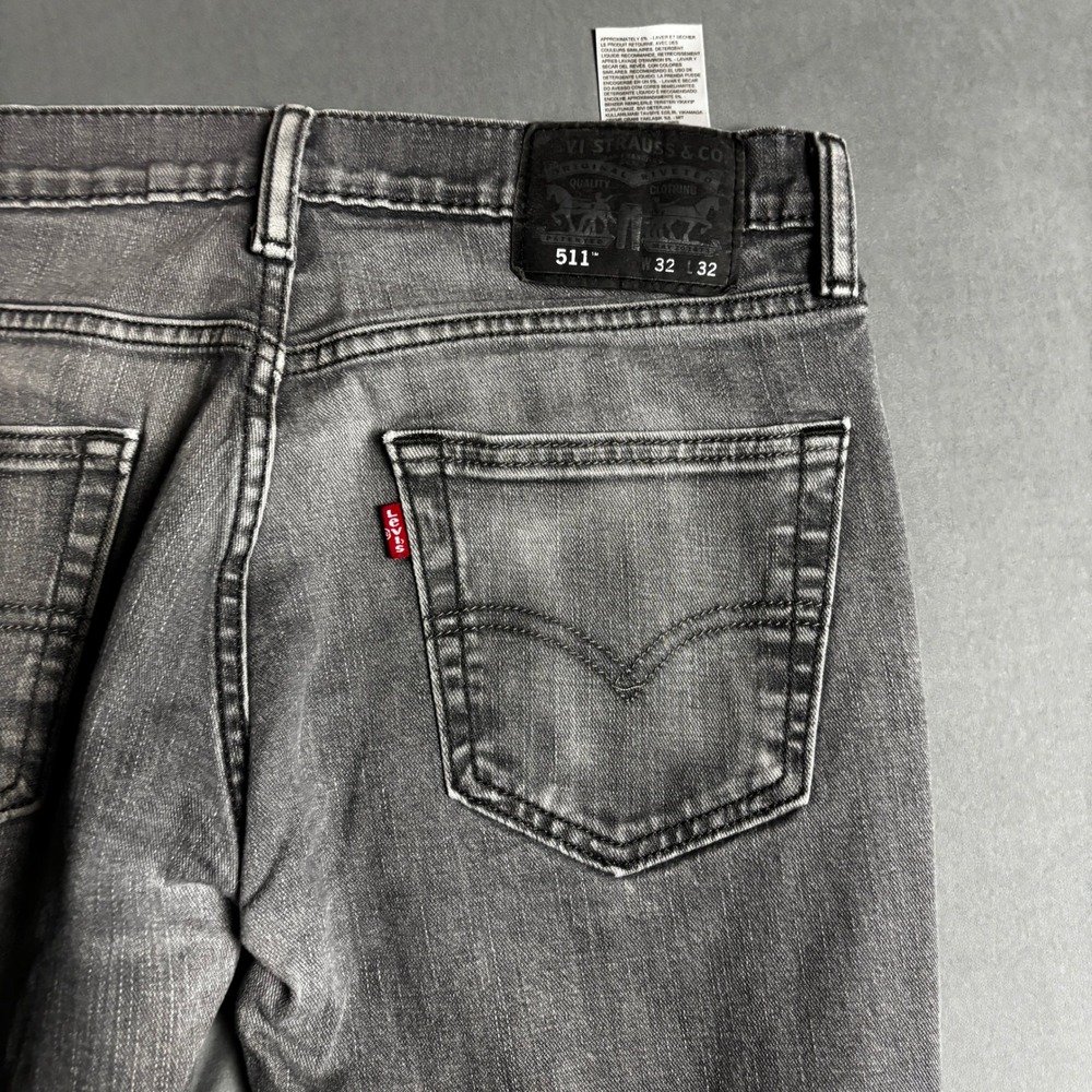 Levis 511 Sraight Fit Grey Faded Denim Jeans Mens 32x32 Grunge Casual